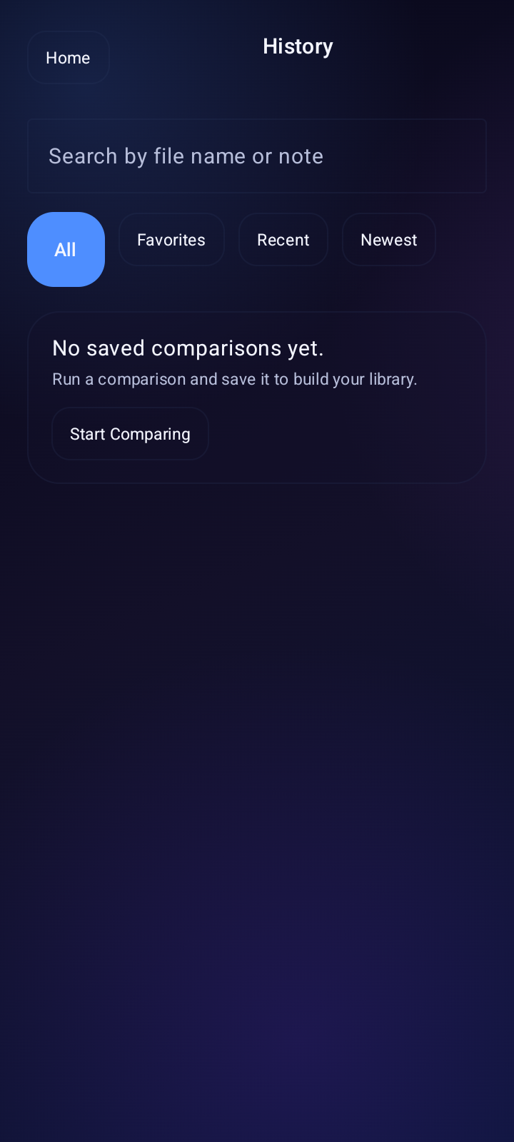 App history screen